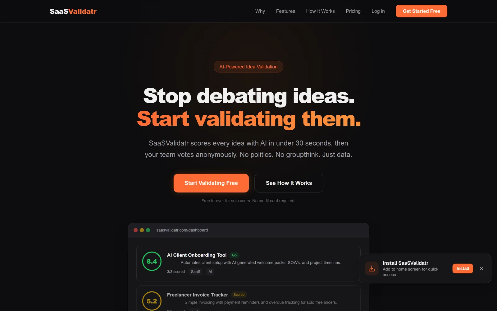 SaaSValidatr — AI-Powered Idea Validation for Small Teams